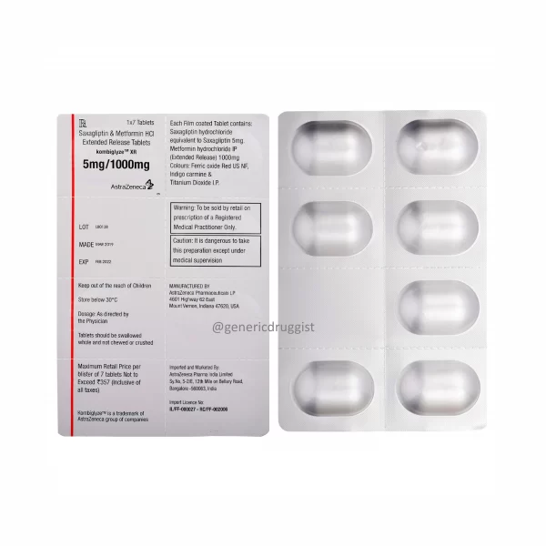 Kombiglyze XR 5mg/1000mg Tablet - Image 2