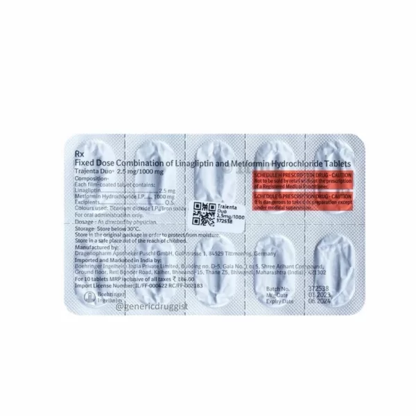 Trajenta Duo 2.5mg/1000mg Tablet - Image 2